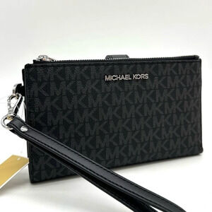 Michael Kors Large Double Zip Wallet Wristlet Black